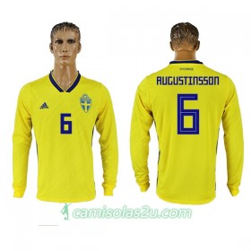 Camisolas de Futebol Suécia Augustinsson 6 Equipamento Principal Copa do Mundo 2018 Manga Comprida